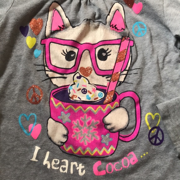 I Heart Cocoa Long sleeve tee from 365Kids Size 7 - Picture 2 of 3